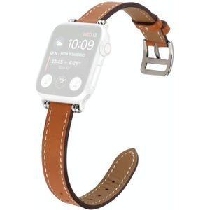 Single Circle 14mm with Beads Style Leather Replacement Strap Watchband For Apple Watch Series 7 & 6 & SE & 5 & 4 44mm  / 3 & 2 & 1 42mm(Brown)
