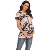 Zwangerschapsslijtage met gedrukte ronde hals T-shirt met korte mouwen (Kleur: Khaki Grootte: S)