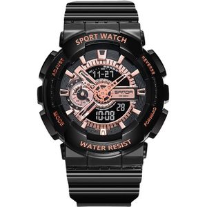 SANDA Outdoor Leisure Waterproof Multifunctional Luminous Electronic Watch(Black Rose Gold Men)