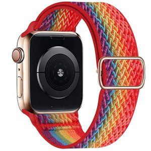 W textuur nylon riem voor Apple Watch Series 7 45 mm / 6 & SE & 5 & 4 44mm / 3 & 2 & 1 42mm (Rainbow)