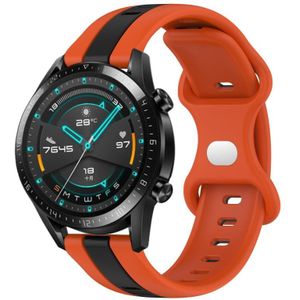 Voor Huawei GT2 46 mm 20 mm vlindergesp tweekleurige siliconen horlogeband (oranje + zwart)