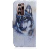 For Samsung Galaxy Note 20 Ultra Coloured Drawing Horizontal Flip Leather Case  with Holder & Card Slots & Wallet(White Wolf)