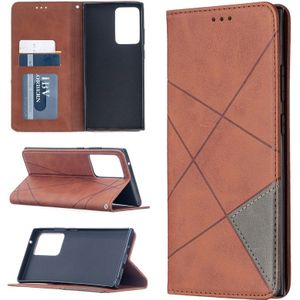For Samsung Galaxy Note 20 Ultra Rhombus Texture Horizontal Flip Magnetic Leather Case with Holder & Card Slots & Wallet(Brown)