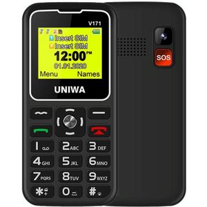 UNIWA V171 Mobile Phone  1.77 inch  1000mAh Battery  21 Keys  Support Bluetooth  FM  MP3  MP4  GSM  Dual SIM  with Docking Base (Black)