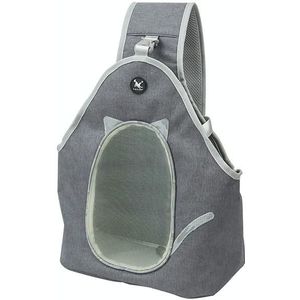 TAILUP Pets Carry Out Shoulder Bag Convenient Foldable Leather Chest Bag  Specification: S(Light Grey)