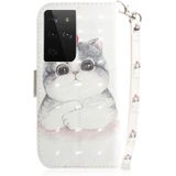 For Samsung Galaxy S30 Ultra 3D Colored Drawing Horizontal Flip Leather Case with Holder & Card Slots & Wallet & Lanyard(Cute Cat)