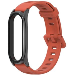 For Xiaomi Mi Band 6 / 5 / 4 / 3 Mijobs Flat Hole Silicone Watch Band  Style:Plus Case(Orange+Black)
