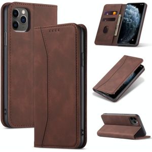 Skin-feel Calfskin Texture Magnetic Dual-Fold Horizontal Flip Leather Case with Holder & Card Slots & Wallet For iPhone 12 mini(Coffee)