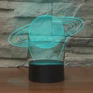 Saturn Shape 3D Colorful LED Vision Light Table Lamp  USB & Battery Version