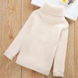 Plus Cashmere Style Letter Pattern Mink Cashmere Children Turtleneck Knitted Sweater (Color:Khaki Size:150cm)