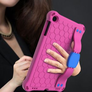 For iPad mini 5 / 4 / 3 / 2 /1 Honeycomb Design EVA + PC Four Corner Anti Falling Flat Protective Shell With Straps(Rose Red+Blue)