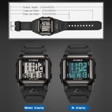 Syneke 9803 vierkant groot scherm retro sport elektronische horloge mannen outdoor lichtgevende waterdichte multifunctionele horloge