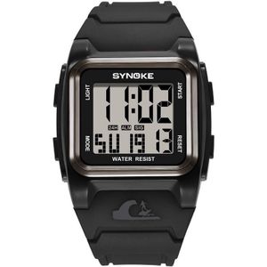 Syneke 9803 vierkant groot scherm retro sport elektronische horloge mannen outdoor lichtgevende waterdichte multifunctionele horloge