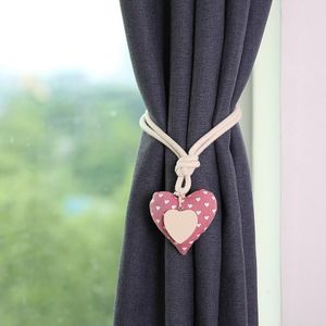 A005 Cotton And Linen Curtain Magnet Bandage Free Perforated Tassel Curtain Buckle(Pink)