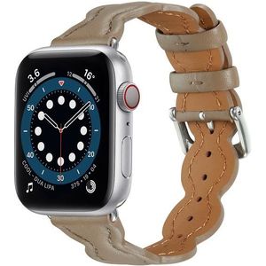 Echt lederen ademende horlogeband voor Apple Watch Series 8&7 41mm / SE 2&6&SE&5&4 40mm / 3&2&1 38mm (Grijs)