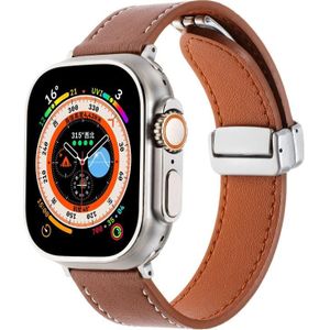 Voor Apple Watch Ultra 49 mm magnetische gesp Skin Feel lederen horlogeband