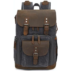 K-86 Casual Schouder Camera Bag Contrast Waterdichte Batik Canvas Enkele Digitale Camera Foto Rugzak (Grijs)