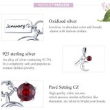 S925 Sterling Silver January Birth Stone Sign Moon Pendant DIY Bracelet Necklace Accessories