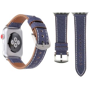 For Apple Watch Series 3 & 2 & 1 42mm Simple Fashion Genuine Leather Cowboy Pattern Watch Strap(Dark Blue)