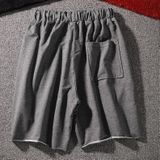 Mens Shorts Straight Casual Sports Pants Loose Solid Color Stretch Five-point Pants (Color:Dark Grey Size:XL)