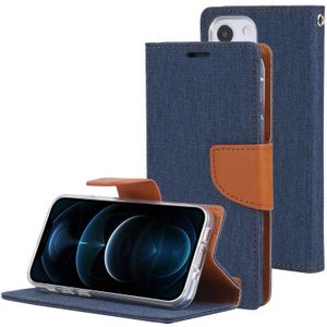 GOOSPERY CANVAS DIARY Canvas Texture Horizontal Flip PU Leather Case with Holder & Card Slots & Wallet For iPhone 13(Navy Blue)