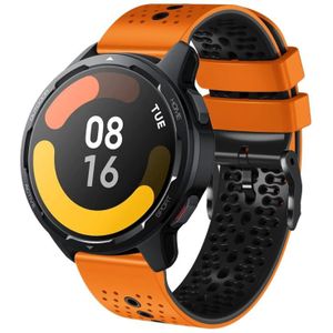 Voor Xiaomi MI Watch S1 Active 22 mm geperforeerde tweekleurige siliconen horlogeband (oranje + zwart)