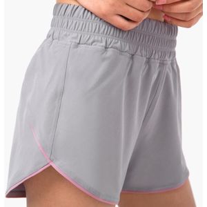 Lichtgewicht ademende sneldrogende sport shorts Perzik Heup Hoge Taille Loose Running Shorts (Kleur: Silver Drop Size: L)