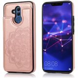 For Huawei Mate 20 Lite Double Buckle Mandala Pattern PU+TPU Protective Case with Card Slots & Holder & Photo Frame(Rose Gold)