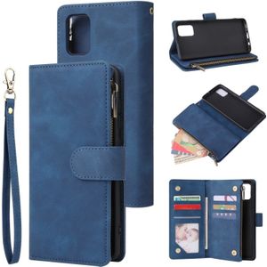 For Galaxy A51 Multifunctional Horizontal Flip Leather Case  with Card Slot & Holder & Zipper Wallet & Photo Frame(Blue)