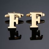1 pair gold letters A-Z name Cufflinks men French shirt Cufflinks(F)
