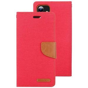For iPhone 12 mini GOOSPERY CANVAS DIARY Cross Texture Horizontal Flip Leather Case with Card Slots & Wallet & Holder(Red)