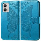 Voor Motorola Moto G53 5G Butterfly Love Flower reliëf flip lederen telefoonhoes