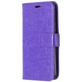 For iPhone 12 / 12 Pro Crazy Horse Texture Horizontal Flip Leather Case with Holder & Card Slots & Wallet & Photo Frame(Purple)