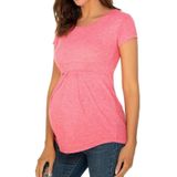 Ruffle shirt geplooide moederschap blouse met korte mouwen (kleur: roze maat: XXL)