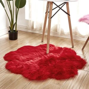 Diameter 90CM Home Furnishing Imitation Wool Carpet Bedroom Living Room Floor Mat Bay Window Cushion Office Chair Cushion Sofa Cushion(Red)