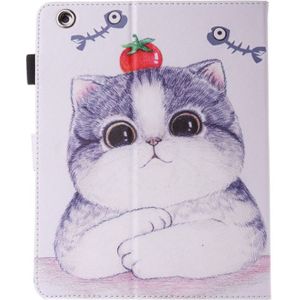 For iPad 4 / 3 / 2 Painting Tomato and Cat Pattern Horizontal Flip Leather Case with Holder & Wallet & Card Slots & Pen Slot