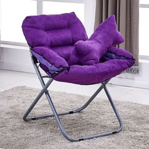 Creative Lazy Folding Sofa Living Room Single Sofa Chair Tatami Lounge Chair with Pillow(Purple)