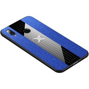 For Huawei P20 lite XINLI Stitching Cloth Textue Shockproof TPU Protective Case(Blue)