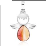 Women Angel Wings Pendants Natural Crystal Stone Necklaces(Red Agate)