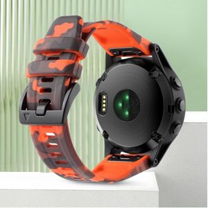 Voor Garmin Fenix 7X Pro 51 mm 26 mm camouflage siliconen horlogeband (camouflage oranje)