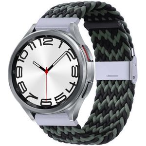 Voor Samsung Galaxy Watch 6 / 6 klassieke nylon gevlochten metalen gesp horlogeband (W zwart groen)