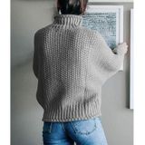 Fashion Thick Thread Turtleneck Knit Sweater (Color:Grey Size:S)