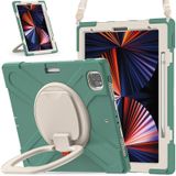 Silicone + PC Protective Case with Holder & Shoulder Strap For iPad Pro 12.9 2021(Emerald Green)