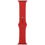 For Apple Watch Series 6 & SE & 5 & 4 40mm / 3 & 2 & 1 38mm Silicone Watch Replacement Strap  Long Section (Men)(China Red)