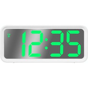6508 Novelty Big Screen Electronic Clock Mirror LED Alarm Clock(White Green Light)