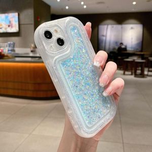 Voor iPhone 13 lichtgevende pailletten glitter epoxy telefoonhoesje