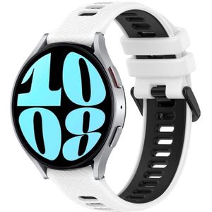 Voor Samsung Galaxy Watch 6 44 mm 20 mm sport tweekleurige siliconen horlogeband (wit + zwart)