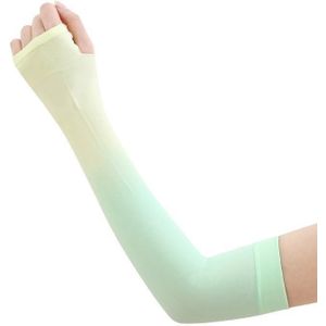 1 Pairs Summer Ladies Gradient Ice Silk Sleeve(Yellow+Green)