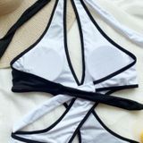 One-piece Colorblock Swimsuit Strap Bikini (Color:Black Size:S)
