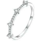 BSR302 sterling zilver S925 witgoud vergulde geometrische klauw set zirkonia ring (nr. 8)